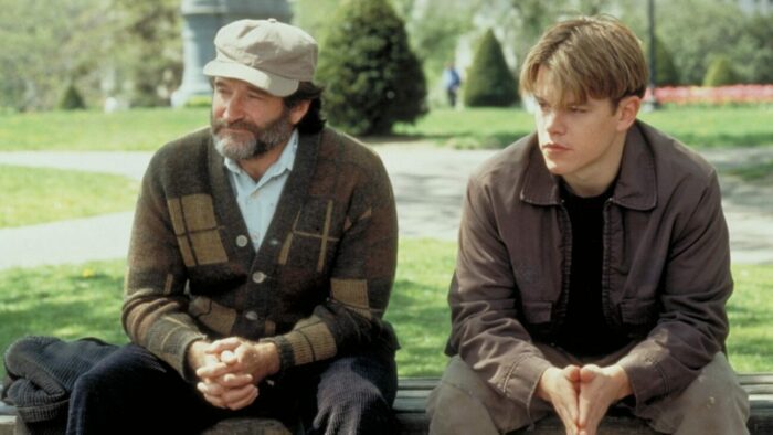 Sean and Will on a park bench in Good Will Hunting