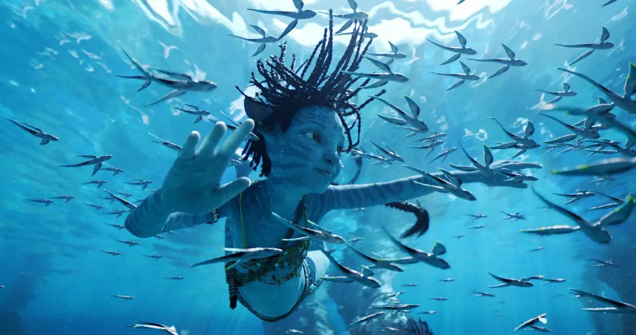 A child swims underwater in Avatar: The Way of Water