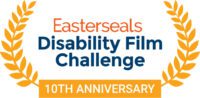 Logo reading "Easterseals Disability Film Challenge 10th Anniversary" framed by gloden laurels on either side.