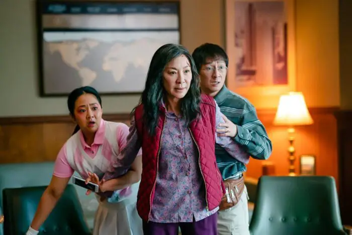Hong Chau, Michelle Yeoh, and Ke Huy Quan in Everything Everywhere All at Once