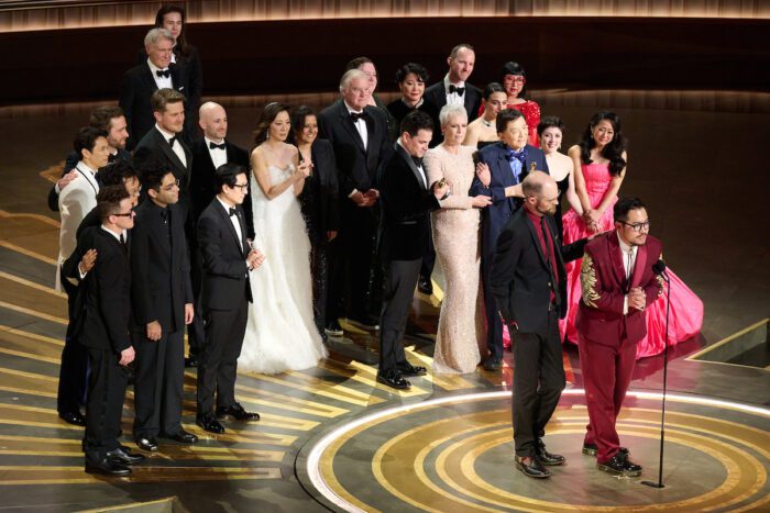 Daniel Scheinert and Daniel Kwan accepts the Oscar® for Best Picture during the live ABC telecast of the 95th Oscars®