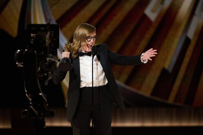 Sarah Polley accepts the Oscar® for Adapted Screenplay during the live ABC telecast of the 95th Oscars® at the Dolby® Theatre at Ovation Hollywood on Sunday, March 12, 2023. Credit/ProviderBlaine Ohigashi / ©A.M.P.A.S. Copyright ©A.M.P.A.S.
