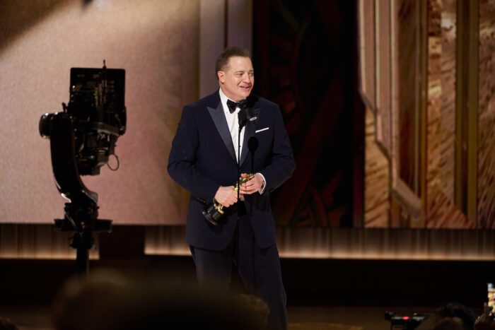 Brendan Fraser accepts the Oscar® for Actor in a Leading Role during the live ABC telecast of the 95th Oscars® at the Dolby® Theatre at Ovation Hollywood on Sunday, March 12, 2023. 