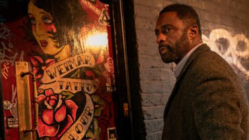 Luther: The Fallen Sun. Idris Elba as John Luther in Luther: The Fallen Sun. Cr. John Wilson/Netflix © 2023