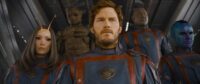 Star-Lord stands in front of his team at the entrance of his ship in Guardians of the Galaxy Vol. 3