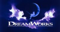 The original DreamWorks logo, depicting a boy holding a fishing rod while sitting on a crescent moon.