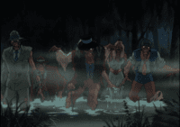 A group of zombies rising out of the bayou