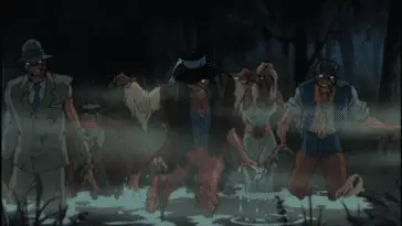 A group of zombies rising out of the bayou