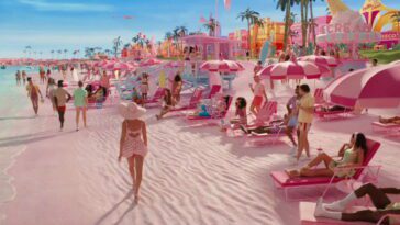 A shot of the beach from Greta Gerwig's Barbie (Warner Bros.)