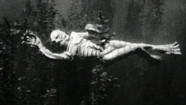 The Gill-man swims in the Black Lagoon
