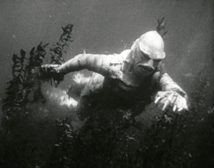 Ricou Browning swimming in his Gill-man costume