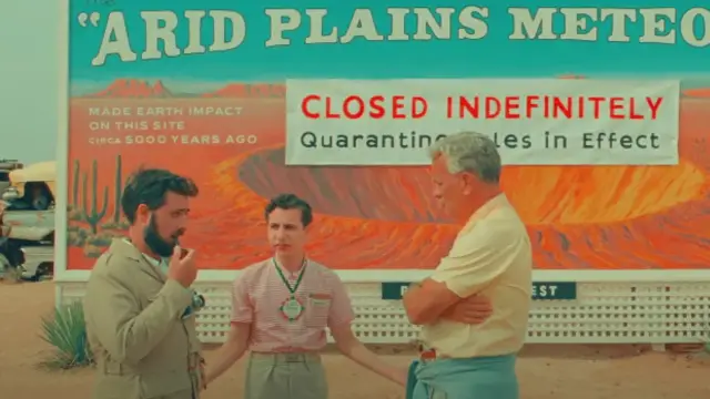 (Left to Right) Jason Schwartzman, Jake Ryan, and Tom Hanks in Asteroid City (Focus Features)