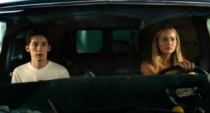 Andrew Barth Feldman and Jennifer Lawrence in No Hard Feelings (Sony)