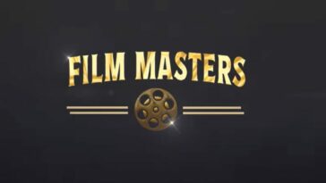 The logo for Film Masters with the company's title above a film reel.