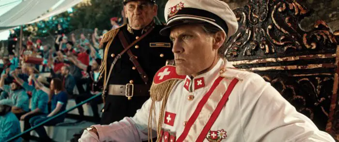 Still from the film MAD HEIDI showing the characters Commandant Knorr and President Meili 