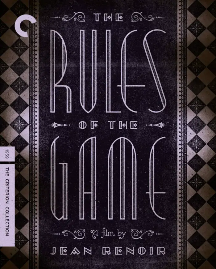 Cover of "The Rules of the Game: A Film BY Jean Renoir" in stylized lettering on a dark gray background.