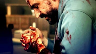 David Pareja as Jesús in The Coffee Table (2022). Screen capture, Cinephobia Releasing.