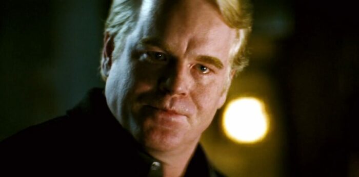 Image from MISSION: IMPOSSIBLE 3 showing Philip Seymour Hoffman as Owen Davian with a blurred background. 
