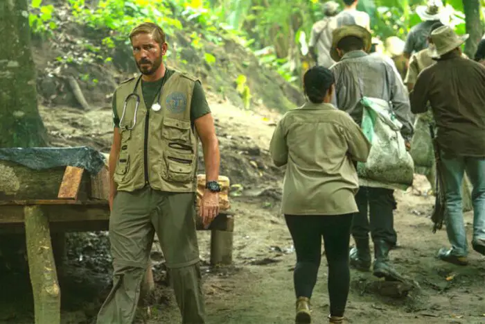 Jim Caviezel as Tim Ballard walks across a forest in Sound of freedom.