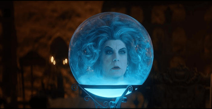 Haunted Mansion: Madame Leota (Jamie Lee Curtis) stuck in the crystal ball.