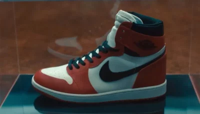 A shot of the Nike Air Jordan 1 from Ben Affleck's Air (Amazon Studios)