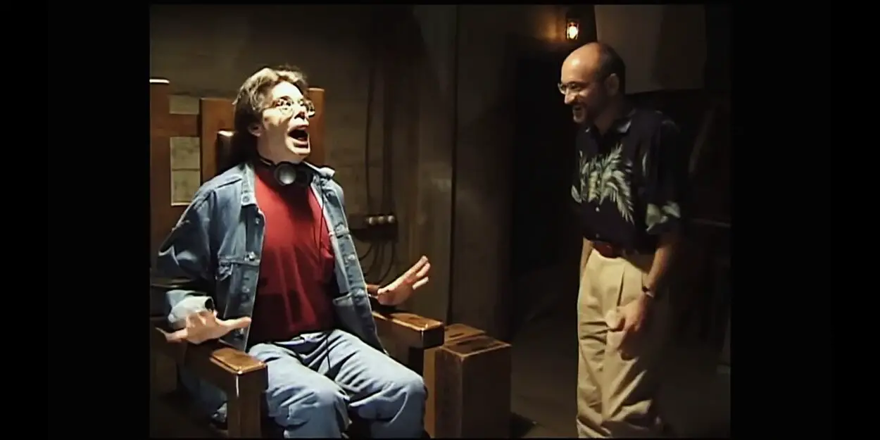 [L-R] Stephen King and Frank Darabont in the documentary film, KING ON SCREEN, a Dark Star Pictures release. Photo courtesy of Dark Star Pictures.