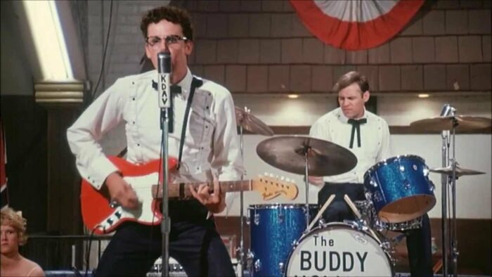 Gary Busey and Don Stroud in The Buddy Holly Story.