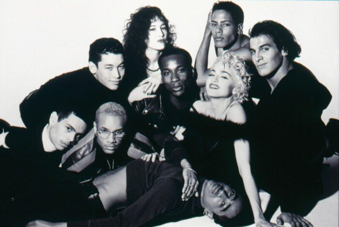 Madonna poses with her backup dancers in Madonna: Truth or Dare.