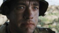 Close up of Tom Hanks looking off screen in Saving Private Ryan