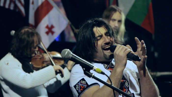 Ivan Lenyo, a front man of Kozak System band, performing on Maidan during the Revolution of Dignity in 2014. 