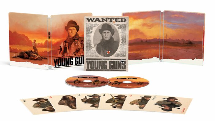 Physical media of Young Guns steelbook displaying its cover and contents.