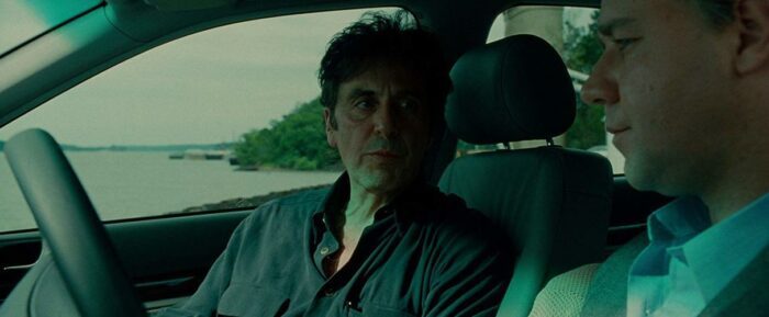 Al Pacino as Lowell Bergman and Russell Crowe as Jeffrey Wigand in The Insider (Touchstone Pictures)