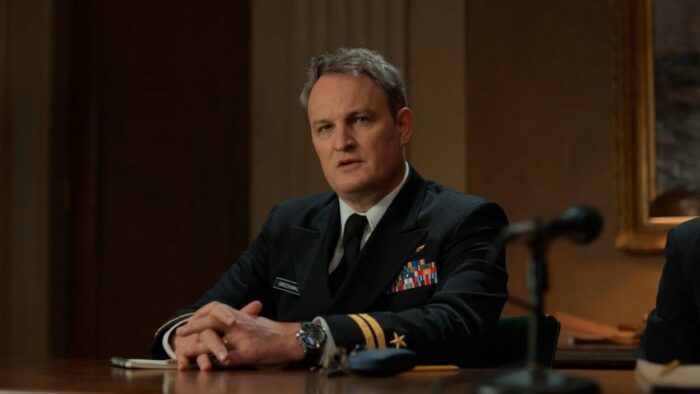 Jason Clarke as Lt. Greenwald testifies in The Caine Mutiny Court-Martial.