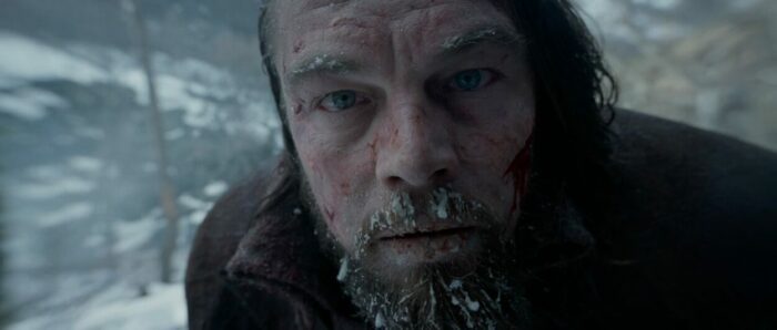 Close-up of Leonardo DiCaprio in The Revenant