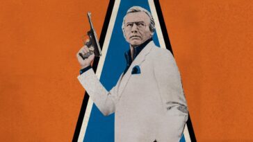 David Janssen as David Christopher holds a gun in a stylized poster image from The Swiss Conspiracy.