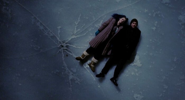 Joel and Clementine lie on a frozen river in Eternal Sunshine of the Spotless Mind