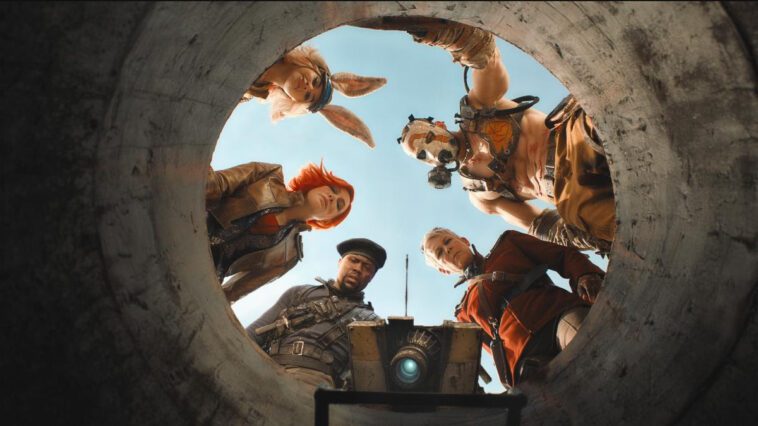 The Borderlands cast looking down into a sewer