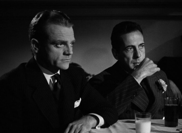 James Cagney and Humphrey Bogart share the screen in The Roaring Twenties.