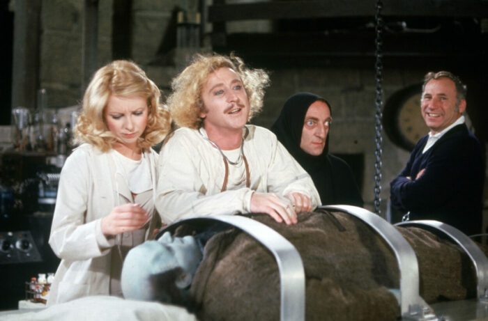 Teri Garr, Gene Wilder, Marty Feldman and Director Mel Brooks "Young Frankenstein" (1974)