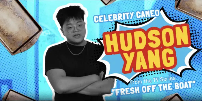 Cartoon imagery that announces Celebrity Cameo of Hudson Yang
