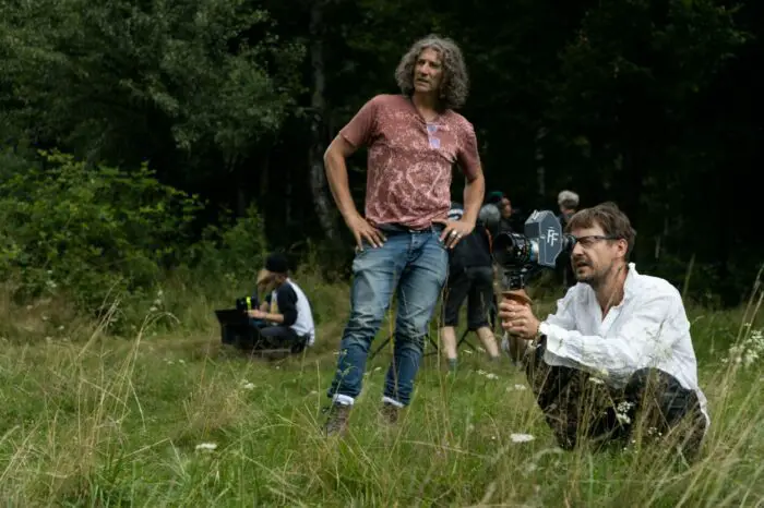 Jonathan Glazer and cinematographer Łukasz Żal on set for 'The Zone of Interest.'