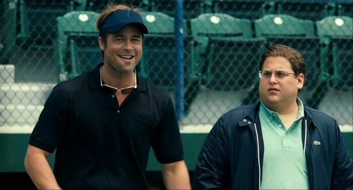 Brad Pitt (Left) and Jonah Hill (Right) in Moneyball.