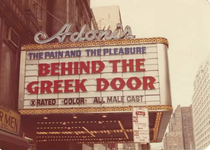 Marquee of the Adonis porn theater seen in Queen of the Deuce.