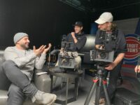 Hamoody Jaafar (L) on the set of Rouge with cinematographers Tommy Daguanno and Richie Trimble.