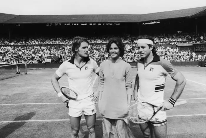 Ali MacGraw, Dean Paul Martin, and Guillermo Vilas on Wimbledon's Center Court in Players (1979)