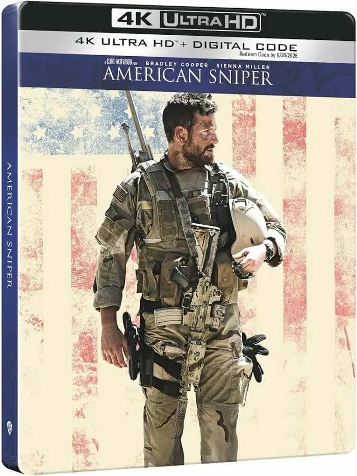 The Steelbook cover art for American Sniper