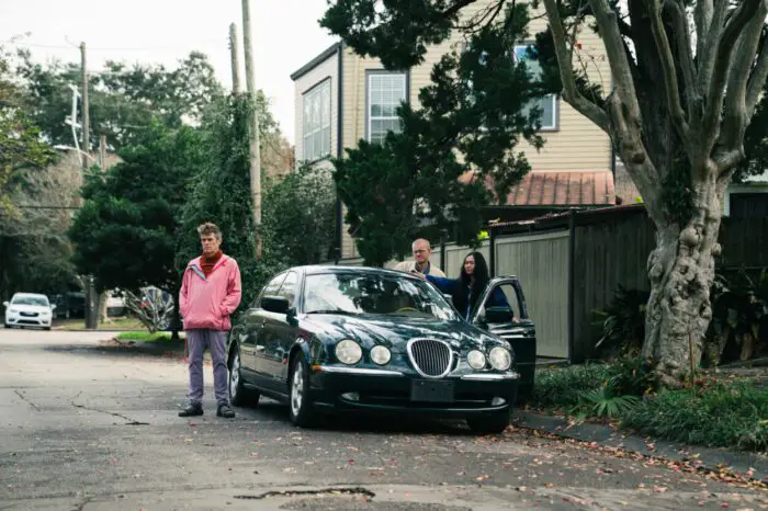 (From L-R): Willem Dafoe, Jesse Plemons and Hong Chau in KINDS OF KINDNESS. 