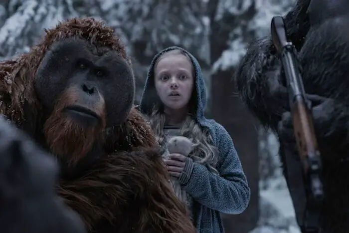 Maurice and Nova investigate in Matt Reeves' acclaimed Apes movie