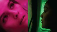 Sav (L) and Simone (R) are depicted in magenta- and chartreuse-filtered images, respectively.