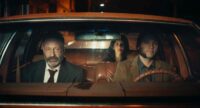 David Duchovny, Stephanie Beatriz, and Logan Marshall-Green as Marty, Mariana, and Ted in Reverse the Curse (2023). Courtesy of Vertical and R&CPMK. The trio are cruising in a car to a hopeful rendezvous with Marty's lost love.